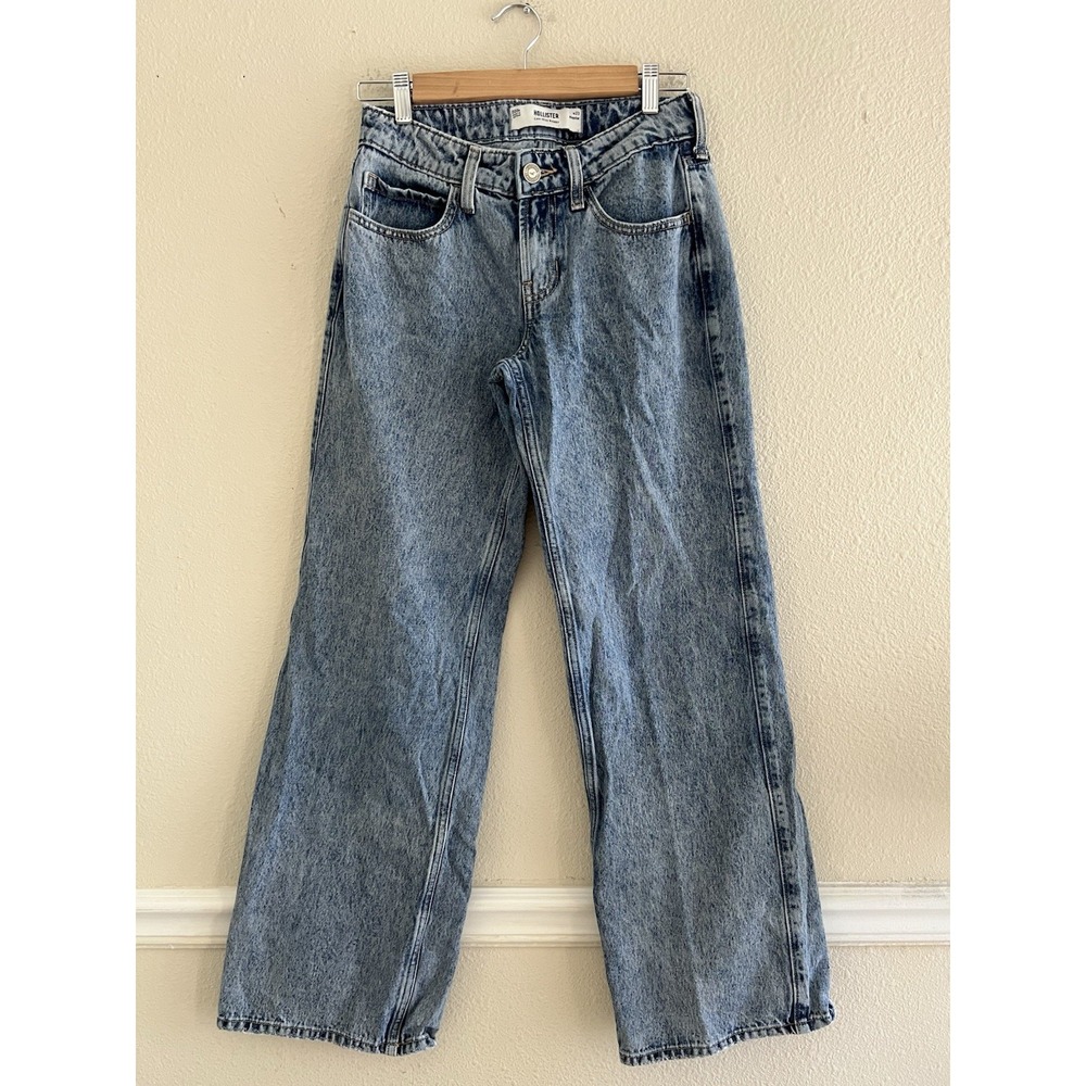 Hollister Low Rise Baggy Jeans Women's W23 Light Wash Grunge Y2K Skater